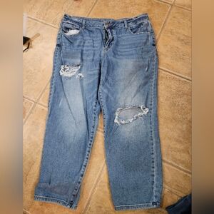 Maurices Blue Distressed Boyfriend Jeans 14 Short Womens